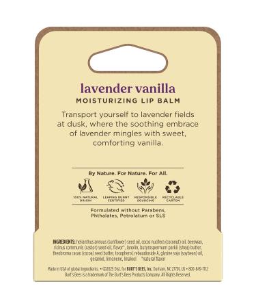 Burt s Bees Lavender Vanilla Moisturizing Lip Balm Flavorful Lip Balm Provides 12 Hour Moisture 100% Natural Origin Responsibly Sourced Beeswax 0.15 Ounce Tube - Buy Online on GoSupps.com