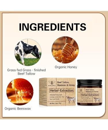 Beef Tallow Balm for Skin Care | Natural Face & Body Moisturizer | Honey Vitamin Balm (1PCS - Buy Online on GoSupps.com