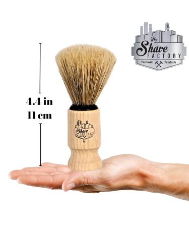 100% Pure Boar Bristle Shaving Brush - Medium Beech Wood Handle | The Shave Factory for Ultimate Shave Experience - Buy Online on GoSupps.com
