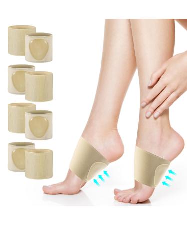 4 Pair Plantar Fasciitis Relief Arch Support with Gel Pads Compression Arch Support Sleeves Flat Feet Pain Relief(Men & Women 4 Pair white L Size) L White