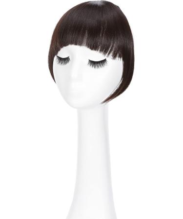 Dark Brown Clip In Bangs Hair Extensions - Thick Straight Fringe, 2 Clips, One Piece Neat Front Full Bangs for Women - Buy Online on GoSupps.com