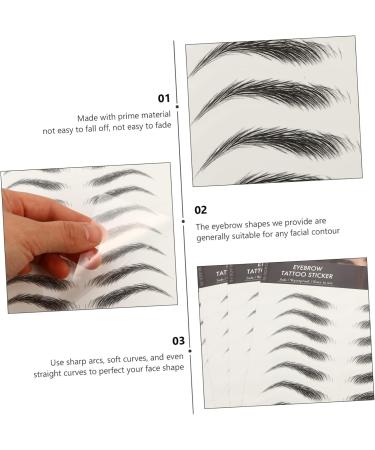 PLAFOPE 4 Sheets Waterproof Eyebrow Stickers Eyebrow Tattoos Stickers 6d Hair-like Eyebrows Stickers Tool 4d 21x14.8cm Black - Buy Online on GoSupps.com