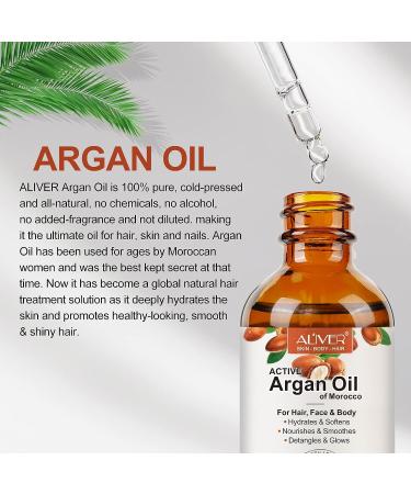 AL'IVER Organic Argan Oil for Hair Growth (2.02oz) | Cold Pressed, Nourishing Scalp Treatment - Promotes Growth, Prevents Breakage, Loss, and Dandruff - Buy Online on GoSupps.com