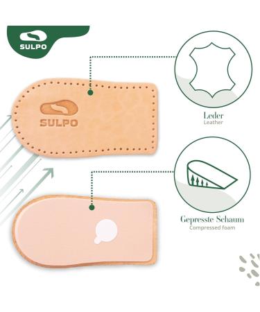 Sulpo Heel Increase Inserts - Orthopedic Wedge 20mm for Height Gain & Comfort | Leather Heel Pillows for Men & Women (Size 41-43) - Buy Online on GoSupps.com