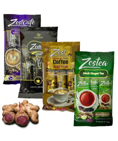 Discovery Pack - White coffee, tea, chocolate drink, cappuccino with black ginger