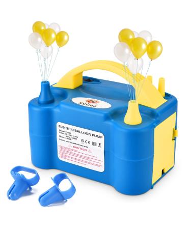 NuLink Balloon Pump Electric Portable Dual Nozzle Balloon Blower Pump Inflation for Decoration, Party Blue, Yellow