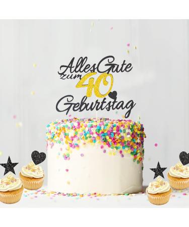 Shop 11 Piece Gold Rock Cake Decoration Set for 40th Birthday - Perfect for Men & Women | Happy 40th Birthday Cake Topper & Tortendeko - Buy Online on GoSupps.com