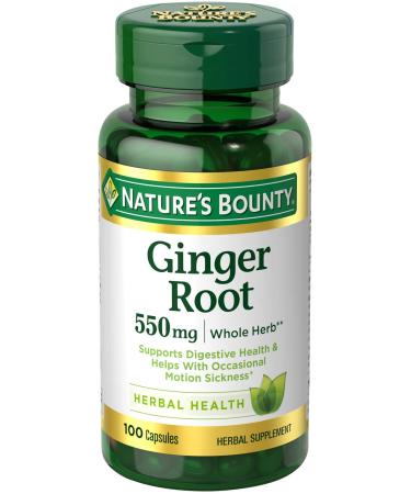 Nature's Bounty Ginger Root 550mg, 100 Capsules (Pack of 2)