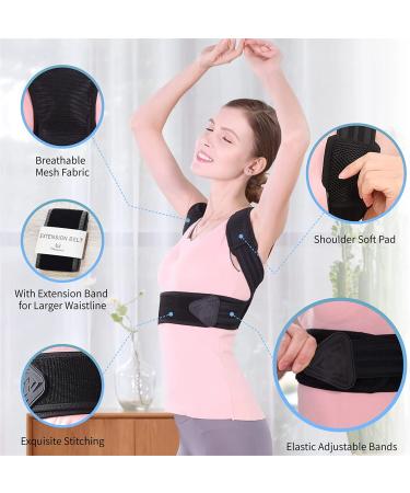 Hameisen Posture Corrector for Women and Men - Upper Back Straightener with Strong Elastic Straps and Double Support Bars for Improved Posture and Pain Relief - Black | Size L - Buy Online on GoSupps.com