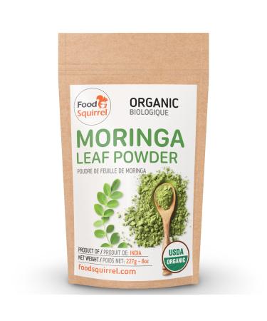 Moringa Powder Organic 8oz (227g) - Nutrient-Rich Superfood for Smoothies Moringa Tea & Moringa Powder for Hair - The True Miracle Tree Packed with Minerals Vitamins & Antioxidants Raw from India