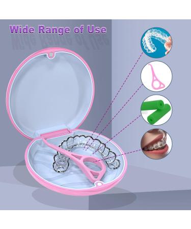 Orthodontic Aligner Case with Magnetic Closure & Textured Liner - Pink (2Pcs Aligner Removal Tools) - for Invisalign & Night Guard - Buy Online on GoSupps.com