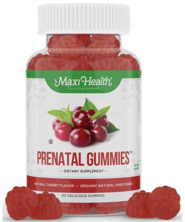 Maxi Health Prenatal Gummy Vitamins for Women (60-Count) Natural Cherry-Flavored Gummies | Multivitamin for Before During and Post Pregnancy | Excellent Source for Mom and Infant