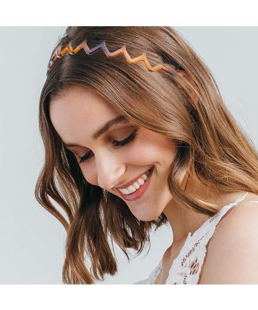 4 Piece Zigzag Sharks Tooth Headband Hair Comb Set - Non-Slip Hair Accessory for Women and Girls - Black/Brown - Buy Online on GoSupps.com