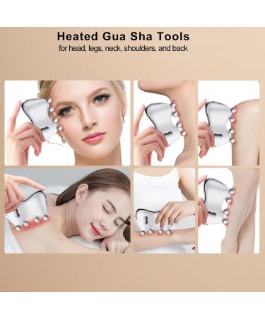 Electric Gua Sha Facial Tools Heated Gua Sha Tools with 5 LED Lights Red Light Face Massager Vibration Device 8 Metal Roller for Face Back Leg and Body big - Buy Online on GoSupps.com