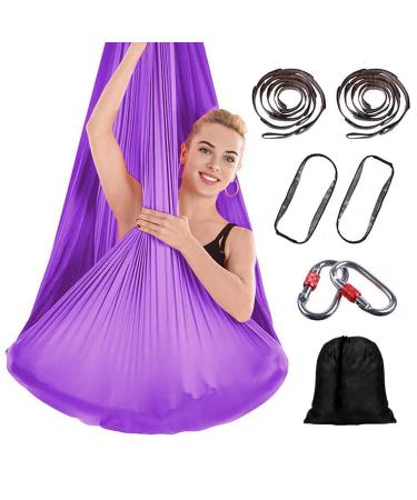 SanQing Aerial Yoga Hammock-Durable Aerial Silk for Home, Antigravity Yoga Inversion Exercises,Yoga Starter Kit for All Levels Purple