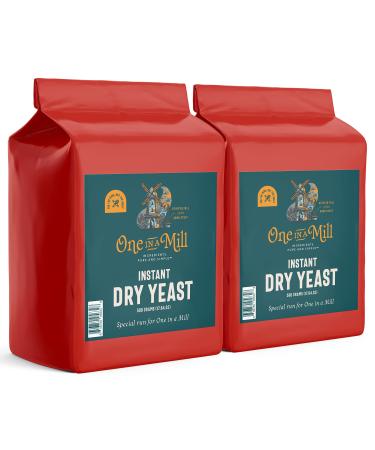 One in a Mill Instant Dry Yeast | Fast Acting Self Rising Yeast for Baking Bread, Cake, Pizza Dough Crust | Kosher | Quick Rapid Rise Leavening Agent for Pastries | Bag Bulk 17.64 oz 2 Pack 1.10 Pound (Pack of 2)