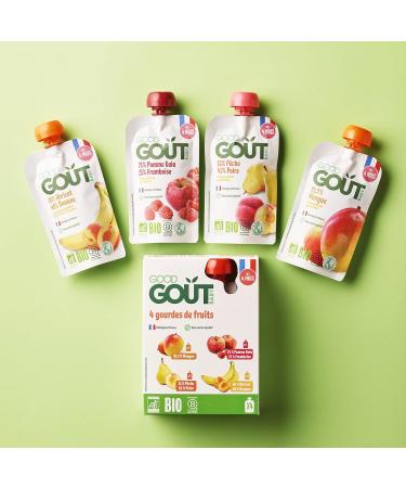 GOOD GO T - Variety Fruit Bottles - 4 Baby Compotes - From 4 Months - No Added Sugars - Made in France - 4x120g - Pack of 8 - Buy Online on GoSupps.com