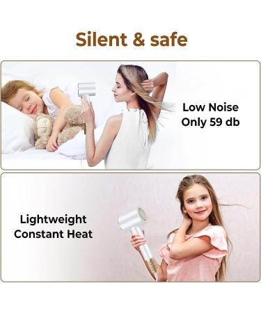 Hair Dryer Hairdryers for Women with 110 000 RPM Brushless Motor for Fast Drying 200 Million Negative Ion Rotating Magnetic Nozzle Low Noise Travel Hairdryer Lightweight Hairdryer White - Buy Online on GoSupps.com