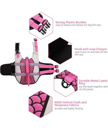 Cit toile Dog Swimming Vest - Shark Life Jacket for Small Medium & Large Dogs | Reflective Handle | Pink XS - Protect Your Dog in Water - Buy Online on GoSupps.com