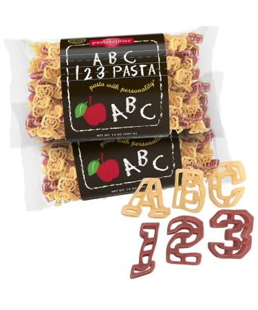 Pastabilities ABC 123 Pasta, Fun Shaped Noodles for Kids & Teachers, Non-GMO Natural Wheat Pasta 14 oz (2 Pack)