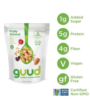 GUUD Gluten Free Muesli Variety Pack 12oz (Pack of 6) - Brain Fuel, Fruity Almond, Coconut Cashew | Vegan, Non-GMO, Kosher - Buy Online on GoSupps.com