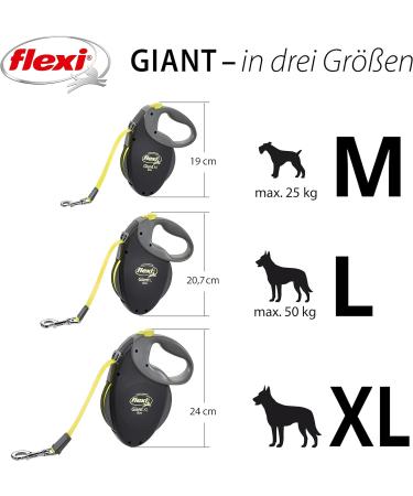 Flexi Giant M 8m Dog Leash - Ideal for Dogs up to 25kg - Black/Neon Yellow - International Shipping Available - Buy Online on GoSupps.com