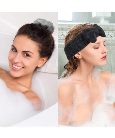 Large Microfiber Hair Drying Scrunchies and Bowtie Headbands Set - Black Gray - Buy Online on GoSupps.com