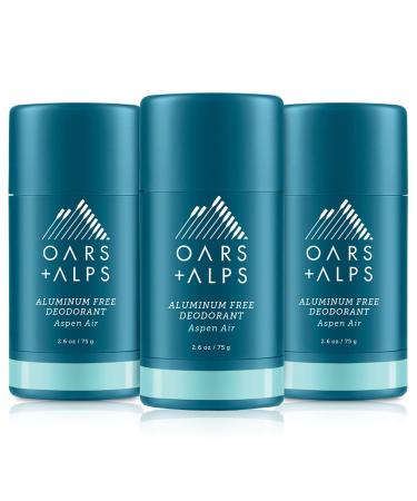 Oars + Alps Aluminum Free Deodorant for Men and Women Dermatologist Tested and Made with Clean Ingredients Aspen Air 3 Pack 2.6 Oz Each 3ct - Aspen Air 2.6 Ounce (Pack of 3)