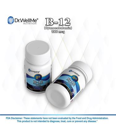 Dr.WellMe B-12 1000 mcg Vitamin Tablets 100 Tablets High-Potency Cyanocobalamin for Maintain Energy Non-GMO Vegan Metabolism Health GMP-Certified - Buy Online on GoSupps.com