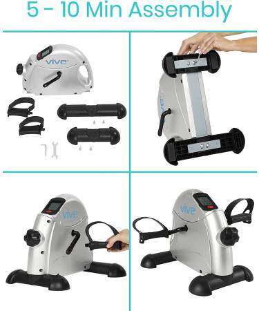 Vive Pedal Exerciser - Compact Stationary Leg Peddler for Office Desk - Low Impact Mini Cycle Bike for Arm or Foot - Portable Sitdown Recumbent Equipment - Buy Online on GoSupps.com