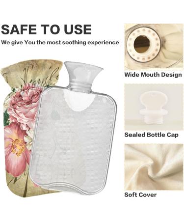 Hot Water Bottle 2L with Vintage Rose Cover | Floral Pain Relief Bag for Winter Warmth - Buy Online on GoSupps.com