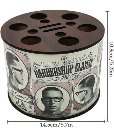 Barber Scissors Storage Holder - Wooden Material Round Barber Tools Storage Holder | Hairdressing Tools Desktop Organizer | Multiple Compartments Barber Scissors Holder for Salons Homes Parlors - Buy Online on GoSupps.com
