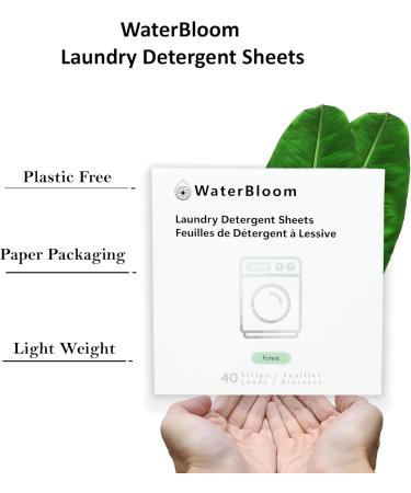 WaterBloom 2 in 1 Laundry Detergent & Fabric Softener Sheets - 40 Eco-Friendly Strips for 80 Loads | Enzyme Infused Plastic-Free Stress-Free Cleaning - Buy Online on GoSupps.com