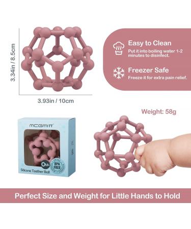 MCGMITT Silicone Baby Teething Toy - BPA-Free Baby Teether Ball for Grab Training | Soft Sensory Ball Teething Toy for Newborns (6+ Months) | Food-Grade Silicone | Dark Pink 10cm - Buy Online on GoSupps.com