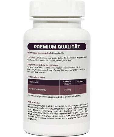 Ginkgo Biloba 500 mg - 60 Capsules for Enhanced Memory & Concentration | International Shipping Available - Buy Online on GoSupps.com