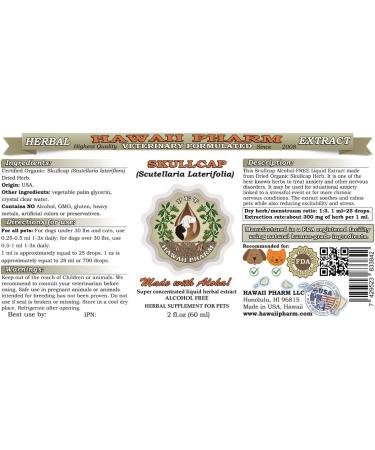 HawaiiPharm Skullcap Natural Alcohol-Free Liquid Extract 2 oz - Pet Herbal Supplement - Buy Online on GoSupps.com