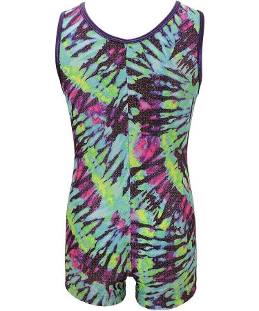 MadSportsStuff Girls Gymnastics Biketard Unitard - Aqua Tie Dye, Youth 4-5 - Buy Online on GoSupps.com