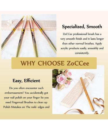 Kolinsky Acrylic Nail Brush Set with Double-Ended Nail Clean Up Brush - Ideal for DIY Nail Art - #8 Gold - Buy Online on GoSupps.com