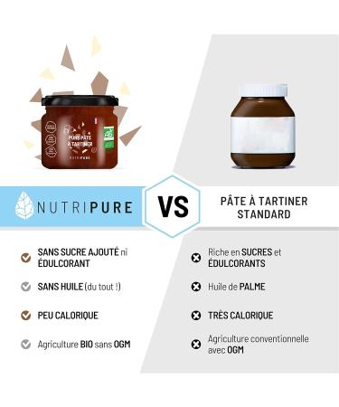 Nutripure | Pure Organic Spread | 50% Calories | No added sugar palm oil preservatives or additives | Hazelnut and fair tra - Buy Online on GoSupps.com