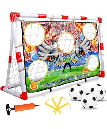 TOY Life Kids Soccer Goal Net - 47'' x 32'' Football Net - Football Target Net for Kids - Soccer Goals for Backyard - 3 Packs Kids Soccer Balls and Pump - Kids Soccer Nets for Backyard Soccer Set
