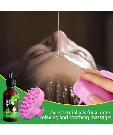 Pure Castor Oil & Scalp Massager Combo - 60ml for Hair Growth | Silicone Shampoo Brush | International Shipping Available - Buy Online on GoSupps.com