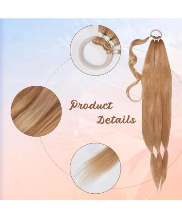 NICENEEDED Artificial Long Braided Ponytail Extension Synthetic Fluffy Natural Soft Pony Tail Piece Gold Braiding Wrap Around Hair Extensions for Women and Girls - Buy Online on GoSupps.com