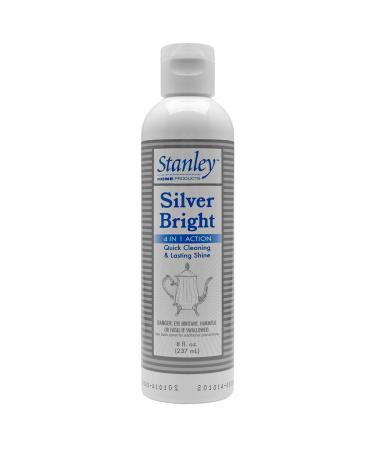 Stanley Home Silver Bright Silver Cleaner & Polish For Silver Plate Sterling Chrome Fine Antique Silver Safely Cleans Removes Tarnish & Helps Prevent Future Tarnish 8 Fl Oz (Pack of 1)