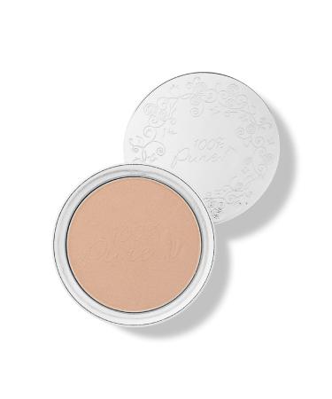100% PURE Powder Foundation Matte Finish Face Makeup - Oil Absorbing Pressed Poreless Concealer - Vegan Fruit Pigmented Golden Peach Color (Medium-Tan Shade w/Neutral Undertones) - 0.32 Oz