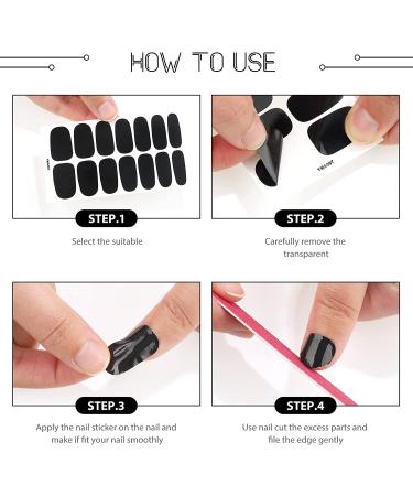 280 Black Nail Wraps Full Cover Decals with Nail Files - Cool Style for Girls & Women - Buy Online on GoSupps.com