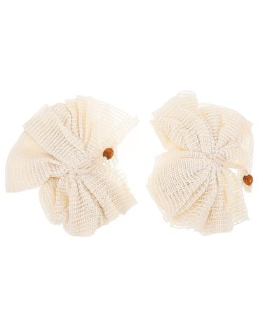 2 Pieces Bath Sponge Gloves Soft Shower Loofahs Pouf Ball Body Scrubber Exfoliator Mesh Reusable Soap Shower Essentials Christmas Bag Fillers (Beige)