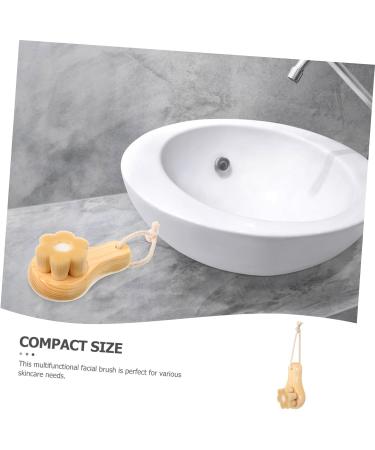 Housoutil Facial Wash Brush with Wooden Handle Face Brush Face Sponges Facial Cleansing Brush Face Scrubber Face Exfoliator Face Dry Brush Manual Cleasing Milk Artificial Fiber - Buy Online on GoSupps.com