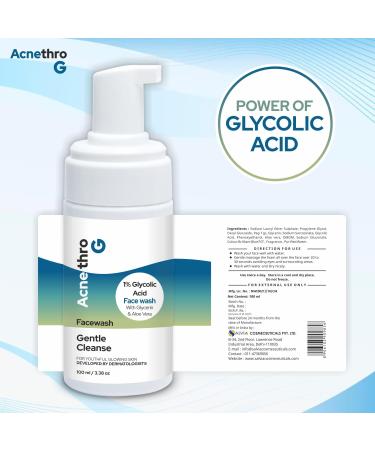 Acnethro G Gentle Cleansing Acne Foaming Face Wash with Glycolic Acid - Exfoliate & Glow - 100ml - International Shipping Available - Buy Online on GoSupps.com