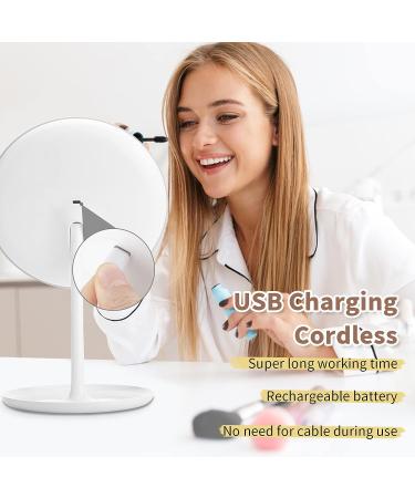 HOMEMIRO 8.0 Large Tall Round Lighted Makeup Mirror | 3-Color Dimmable & Cordless Rechargeable Vanity Mirror | Desk Brightness Adjustable Cosmetic Mirror - Buy Online on GoSupps.com