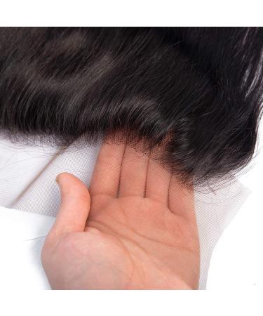 14 Brazilian Body Wave Human Hair Lace Frontal Closure - Free Part Pre Plucked - Natural Black 14 Inch - Buy Online on GoSupps.com